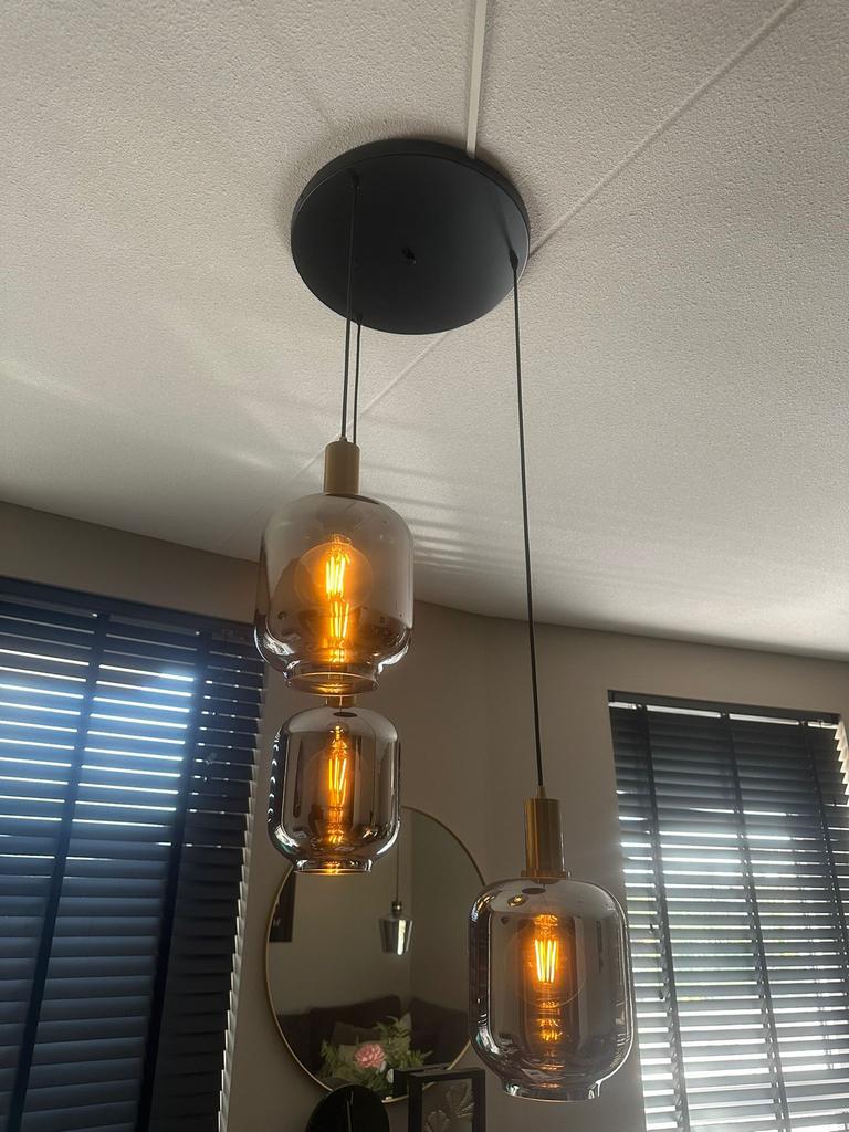 Moderne hanglampen voor boven de eettafel, Ophalen, Zo goed als nieuw, Glas, 75 cm of meer