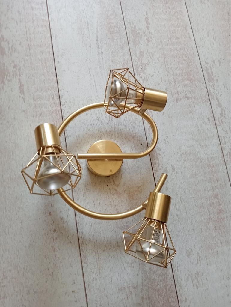 Messing plafonnière, 3 spots verstelbaar, Ophalen of Verzenden, Zo goed als nieuw