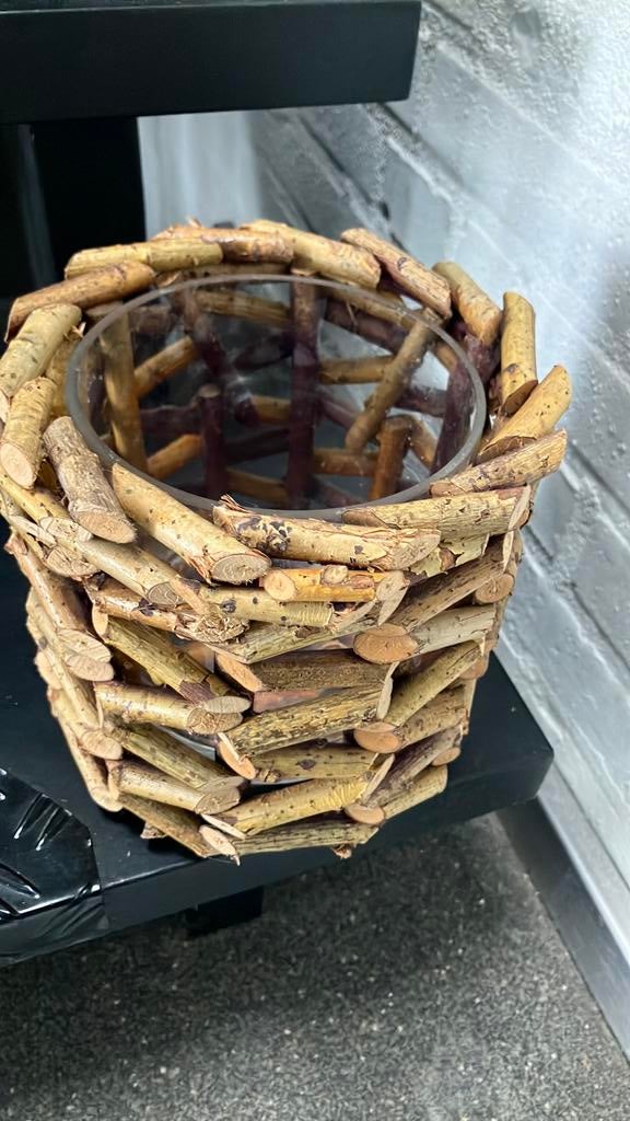 Bamboe theelicht, Ophalen of Verzenden, Zo goed als nieuw, Overige materialen, Minder dan 25 cm