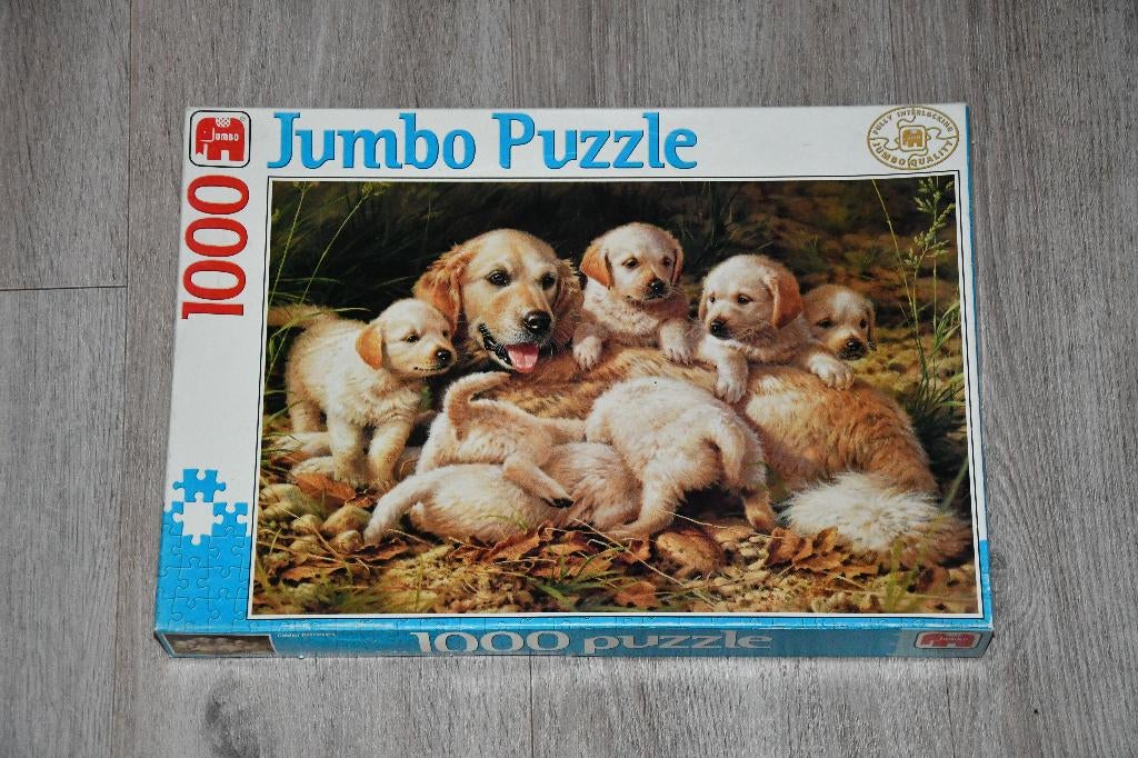 Legpuzzel Golden Retrievers Jumbo 1000st, Ophalen of Verzenden, 500 t/m 1500 stukjes, Gebruikt, Legpuzzel