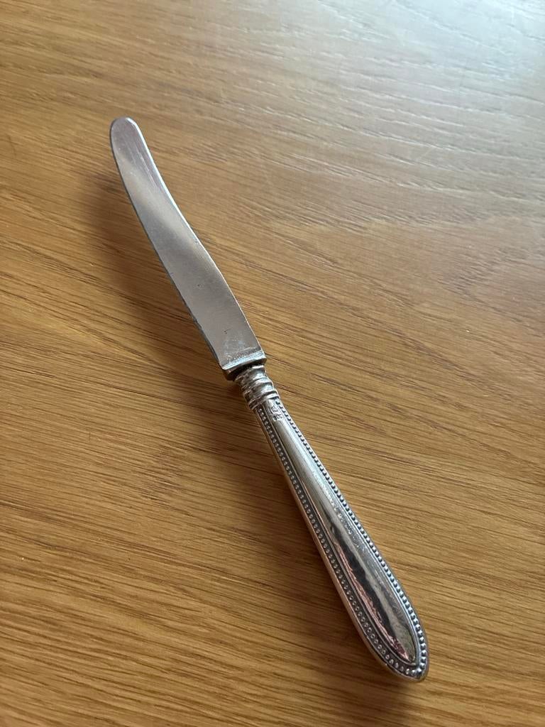 Antiek zilveren mesje 800 parelrand ca. 1900, Antiek en Kunst, Antiek | Bestek, Verzenden