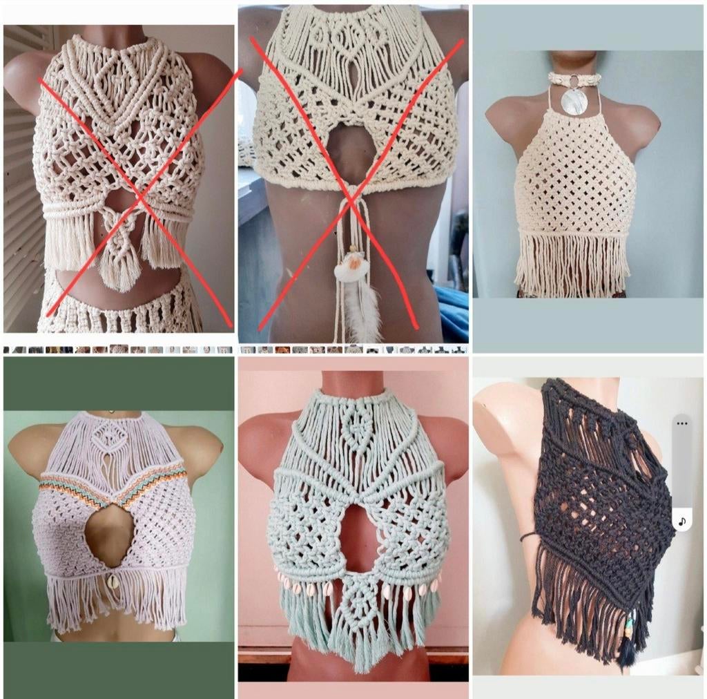Macrame topjes,Ibiza/festival!, Ophalen of Verzenden, Zo goed als nieuw, Zonder mouw