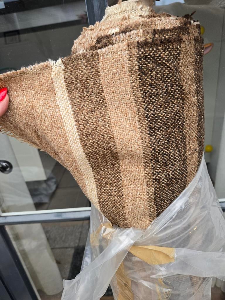 Bruin gestreept gordijnen stof, 100 tot 150 cm, Bruin, 200 cm of meer, Nieuw