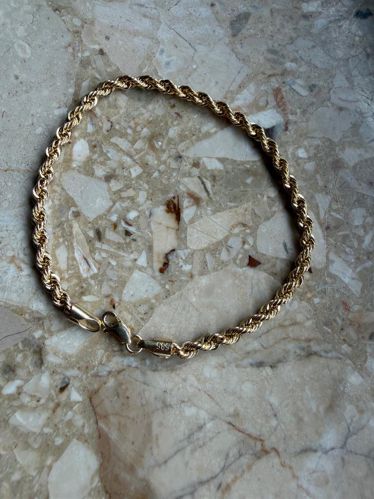 rope armband 14k goud, Sieraden, Tassen en Uiterlijk, Armbanden, Ophalen of Verzenden, Nieuw, Goud, Goud