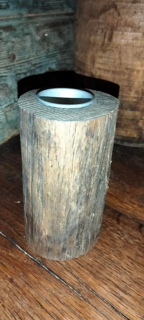 Brocante boomstam kandelaar, Ophalen of Verzenden