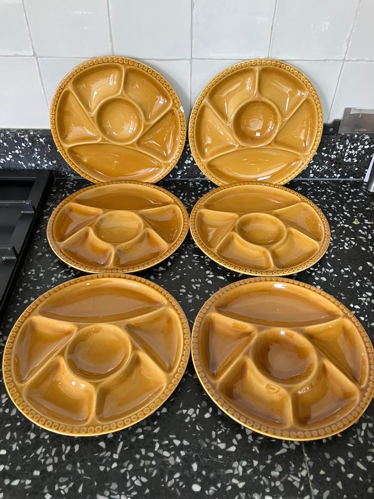 Set vintage fondueborden van het merk Gien, Huis en Inrichting, Keuken | Servies, Ophalen of Verzenden, Gebruikt, Overige stijlen