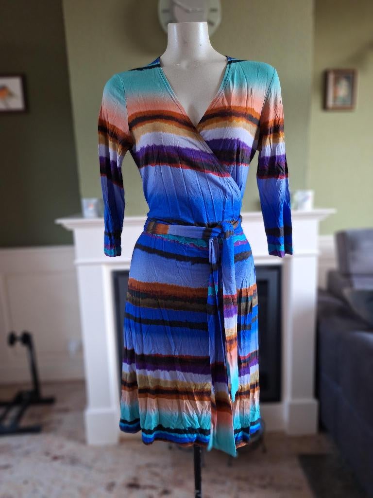 Caroline Biss kleurrijke wikkel jurk 44, Overige kleuren, Verzenden, Maat 42/44 (L), Knielengte