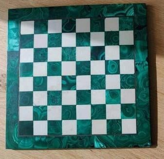 Luxe Schaakbord van Malachiet - Uniek en Handgemaakt, Een of twee spelers, Ophalen of Verzenden, Gebruikt
