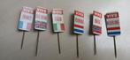A) 6 Vintage (jaren '60) VIVO pins / speldjes " met vlaggen", Ophalen of Verzenden, Gebruikt, Merk, Speldje of Pin