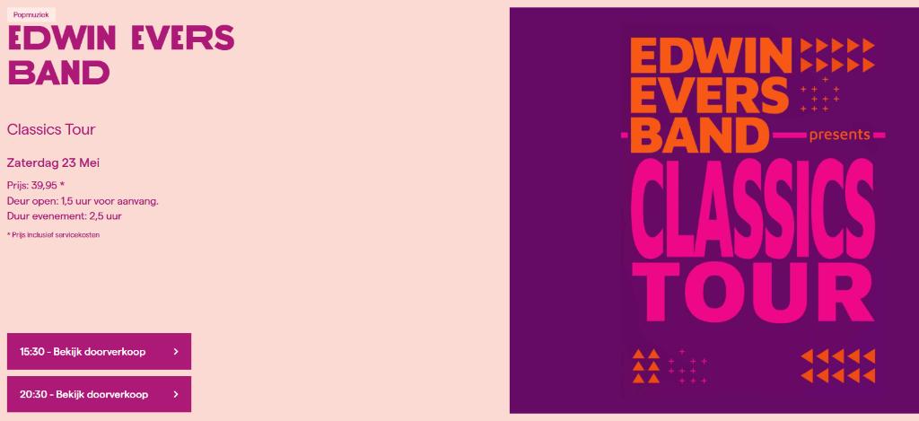 Kaartjes 2x Edwin Evers Band | Caprera - 23 mei 15:30u, Twee personen