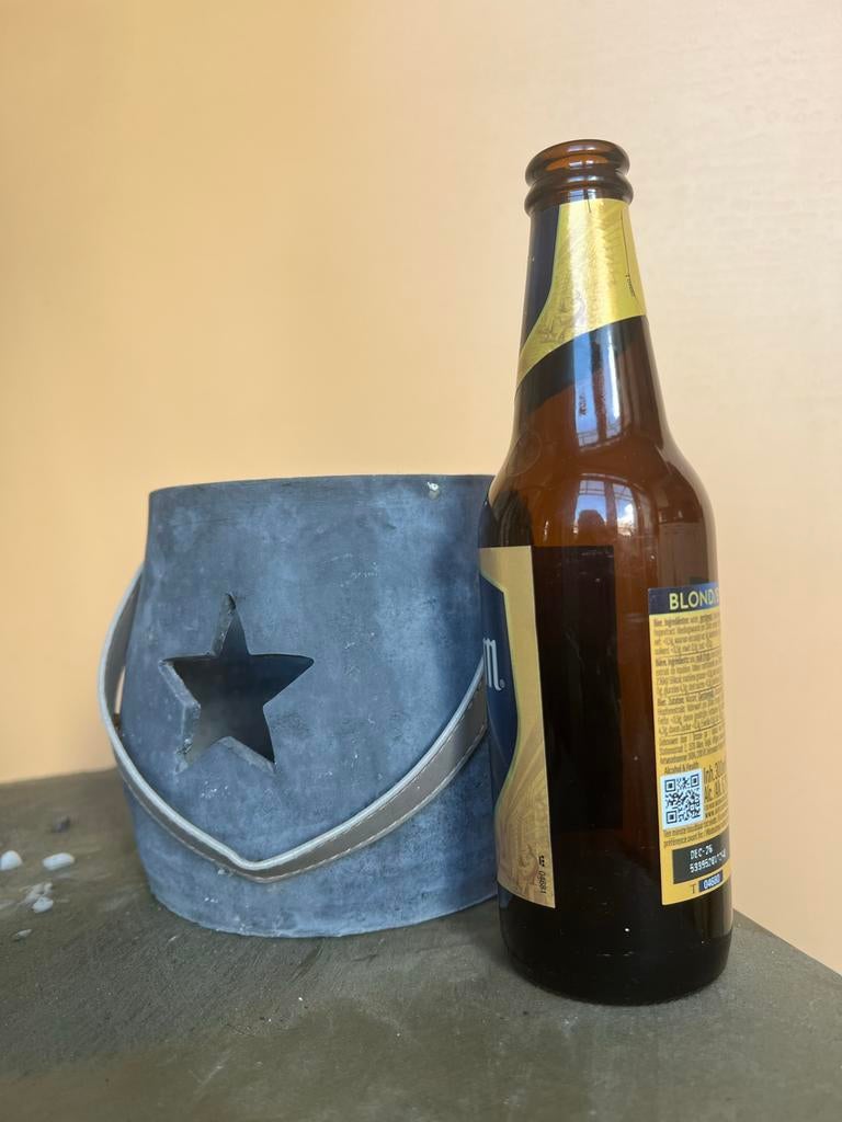 Kandelaar met steruitsparingen, Overige materialen, Gebruikt, Ophalen of Verzenden, Grijs