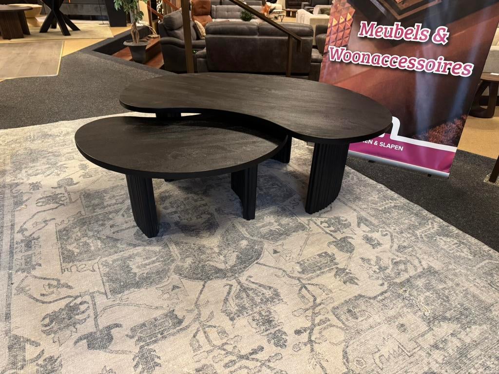 Salontafel Bali organisch zwart direct leverbaar E-7359, Ophalen, 100 tot 150 cm, Nieuw, 50 tot 100 cm