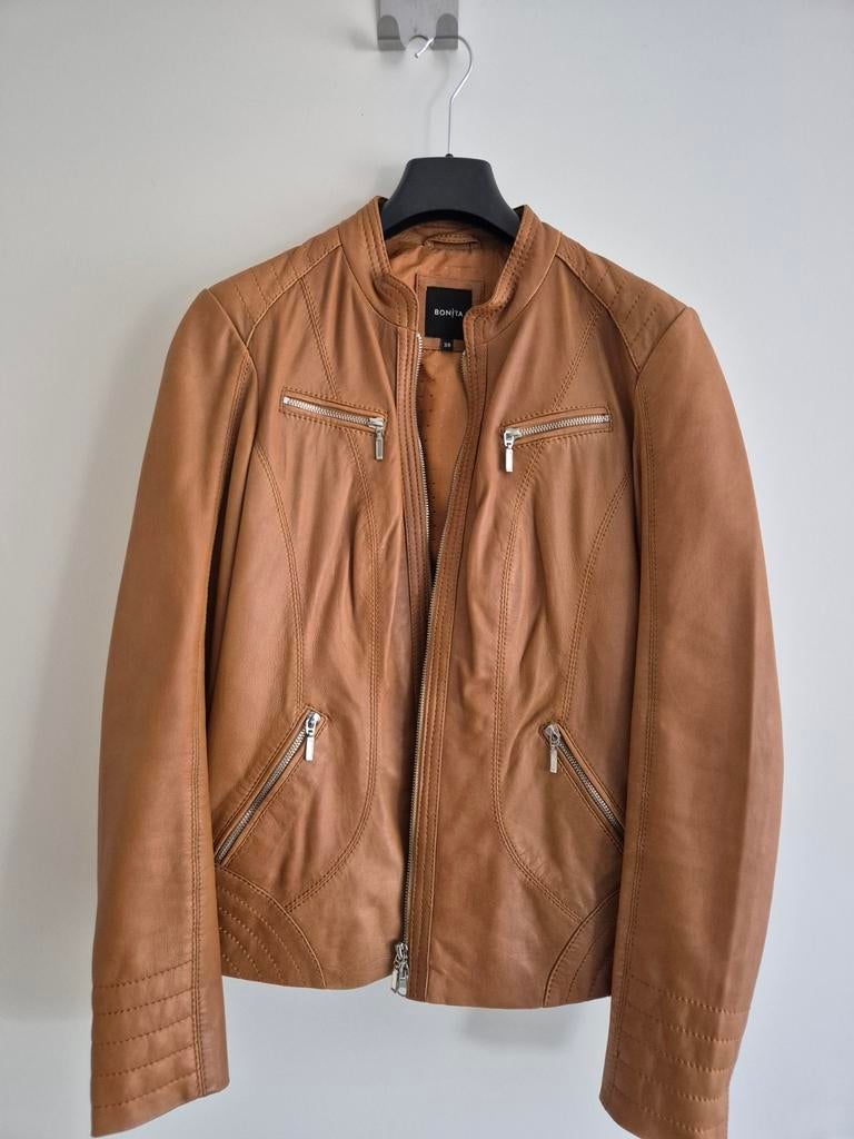 Bonita leren dames jas zo goed als nieuw, Kleding | Dames, Jassen | Zomer, Maat 38/40 (M), Bruin, Bonita, Ophalen of Verzenden