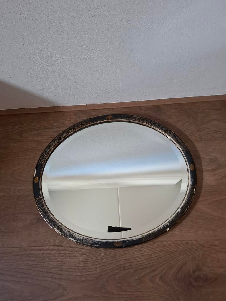 Vintage Ovale Spiegel met Gouden Details 55jaar oud., Ophalen of Verzenden