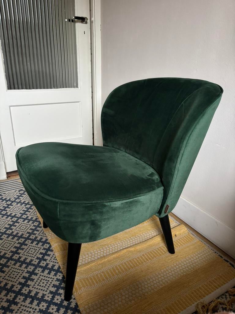 Wood fauteuil groen, Huis en Inrichting, Fauteuils, Ophalen, Gebruikt, 75 tot 100 cm, Stof