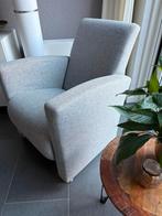 Grijze fauteuil met rvs pootjes., Ophalen, Gebruikt, 75 tot 100 cm, Stof