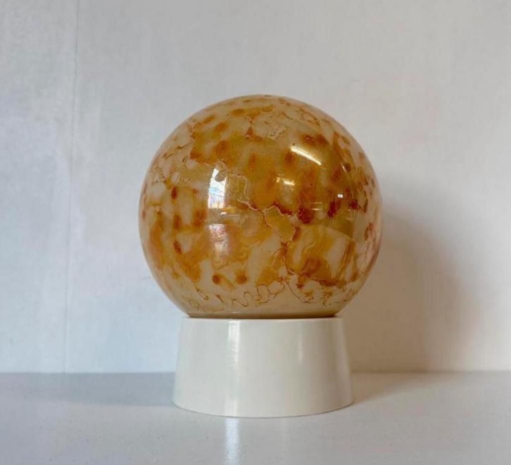 Vintage goud oranje marmer bollamp plafonnière bol Thabur, Huis en Inrichting, Lampen | Plafondlampen, Ophalen of Verzenden, Zo goed als nieuw