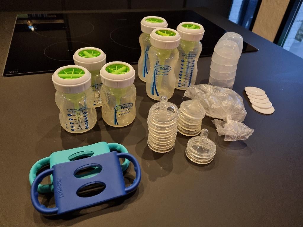 Dr Brown's flessenset anti-colic brede hals incl. spenen, Ophalen, Zo goed als nieuw, Overige typen