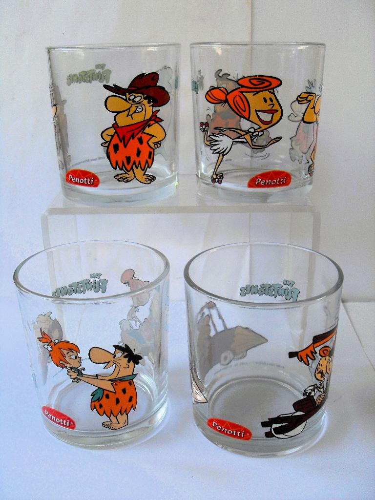 The Flintstones Glazen Set (2), Verzamelen, Stripfiguren, Zo goed als nieuw, Gebruiksvoorwerp, Overige figuren, Ophalen of Verzenden