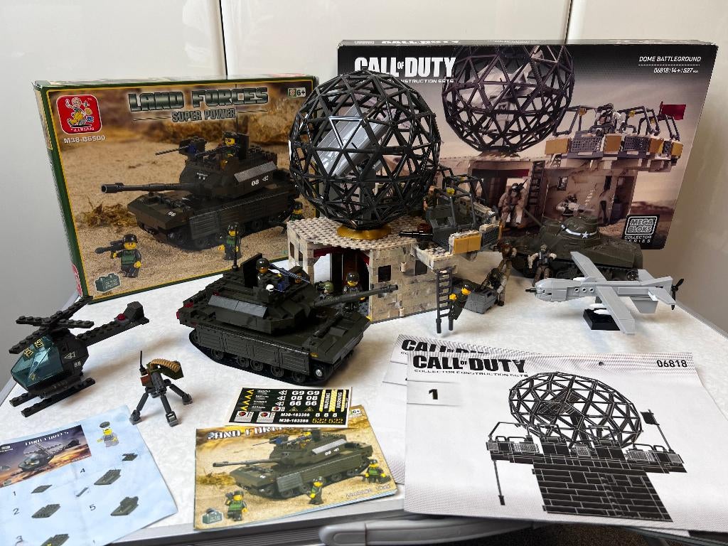 Megabloks militair: Radarpost, legertank & drone, Ophalen of Verzenden, Gebruikt