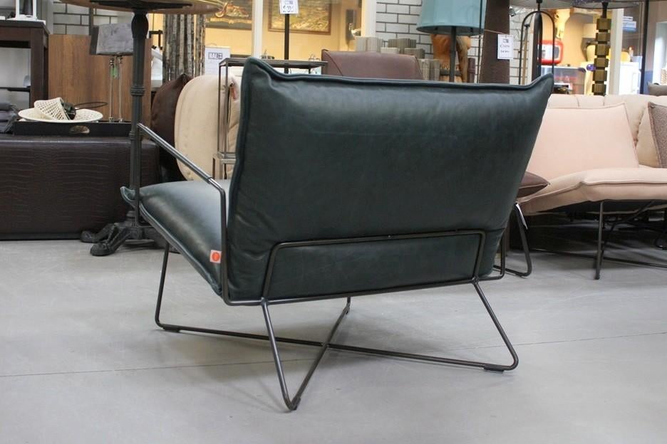 Luxe fauteuil EARL Jess Design metaal & leer Luxor Navy Blue, Huis en Inrichting, Fauteuils, Ophalen, 75 tot 100 cm, Zo goed als nieuw
