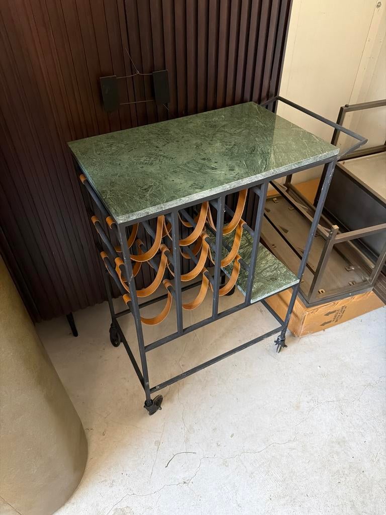 Dutchbone Mill Trolley met marmeren blad, Ophalen, Gebruikt, 5 tot 15 flessen, Metaal