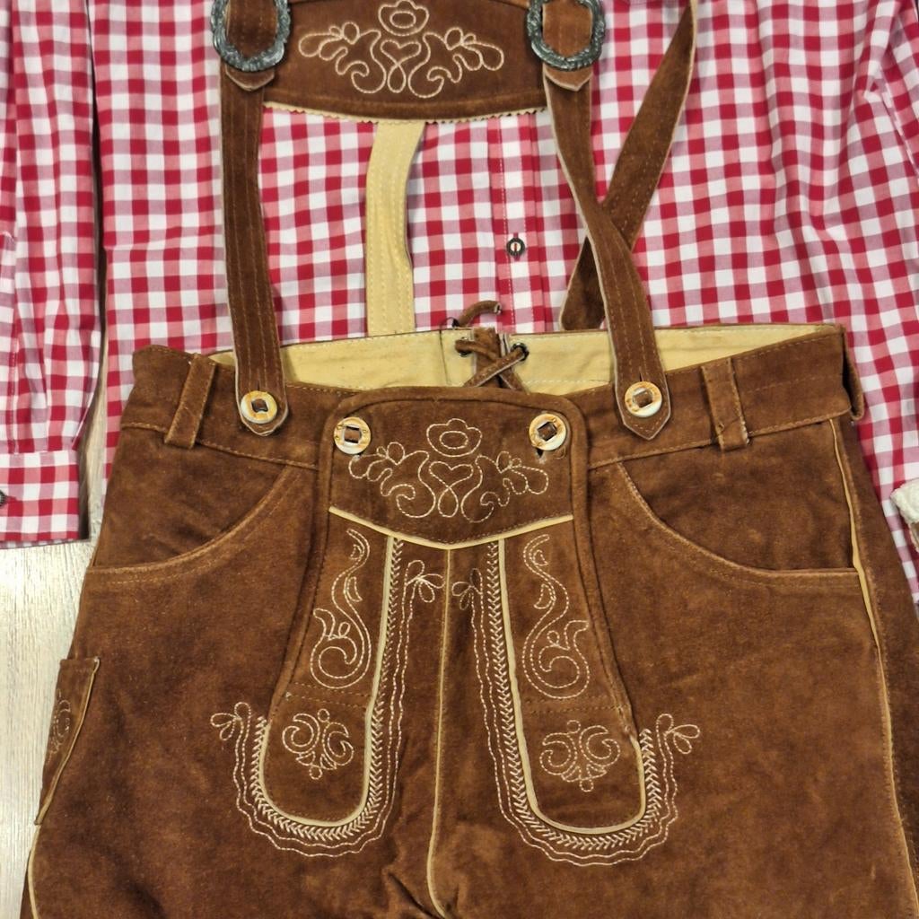 Lederhose 52 Tiroler overhemd kousen oktoberfeest, Kleding | Heren, Ophalen, Zo goed als nieuw, Maat 52/54 (L)