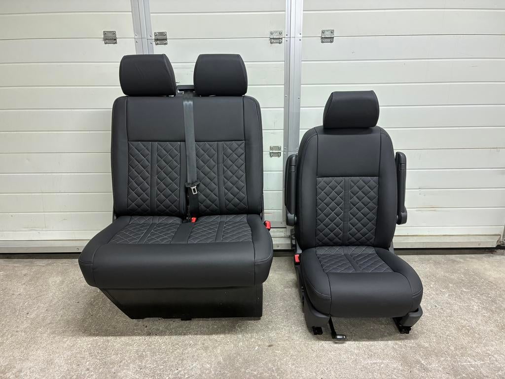 Volkswagen Transporter T6 stoel met bank zwart leder, Ophalen, Nieuw, Volkswagen
