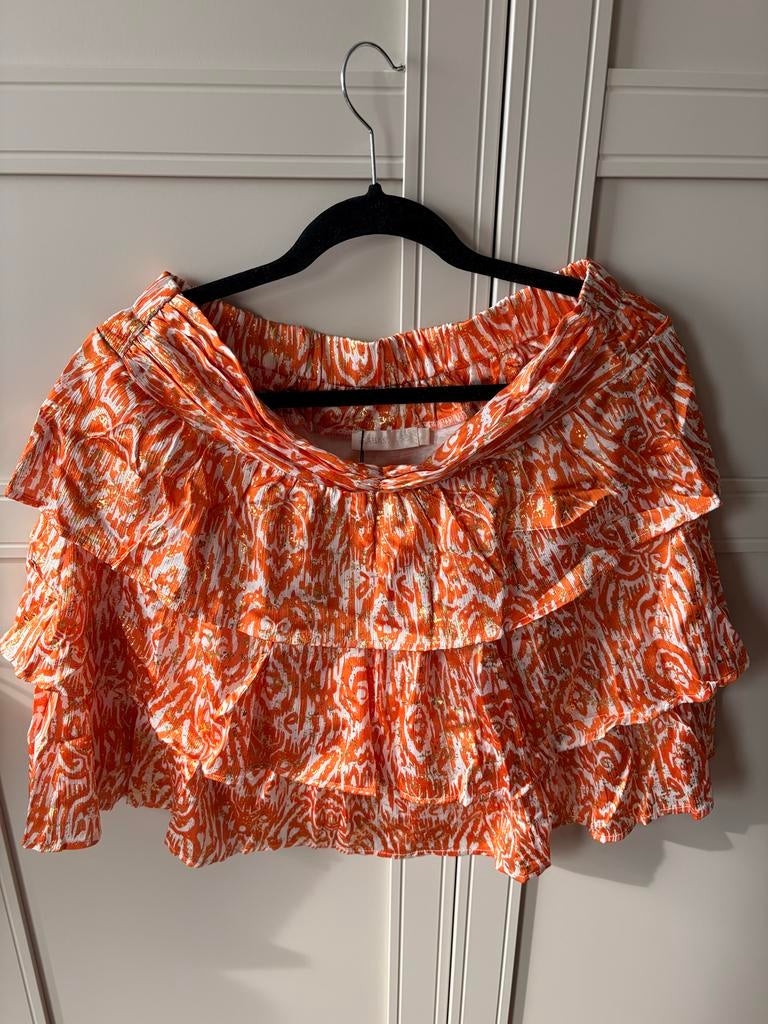 Nieuw dames rokje maat L - Oranje met goudkleurige print, Kleding | Dames, Rokken, Ophalen of Verzenden, Nieuw, Maat 42/44 (L)