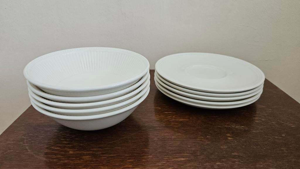 5 Wedgwood Windsor soepkommen met schotels - perfecte staat, Ophalen, Zo goed als nieuw, Kom(men), Wedgwood