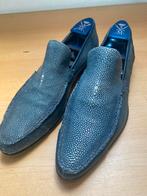 Cesare Paciotti roggenleer loafers blauwgrijs maat 41,5/42, Loafers, Zo goed als nieuw, Verzenden, Blauw
