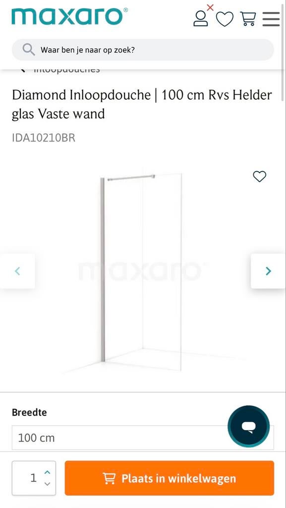 Douchewand 100 cm (Maxaro), Ophalen, 200 cm of meer, Overige typen, Nieuw
