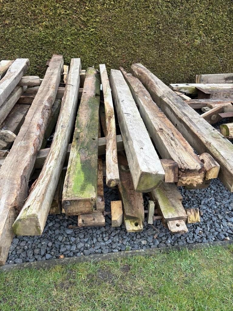 Oude eiken gebinten balken, Doe-het-zelf en Verbouw, Ophalen, Gebruikt, Eiken, Balk