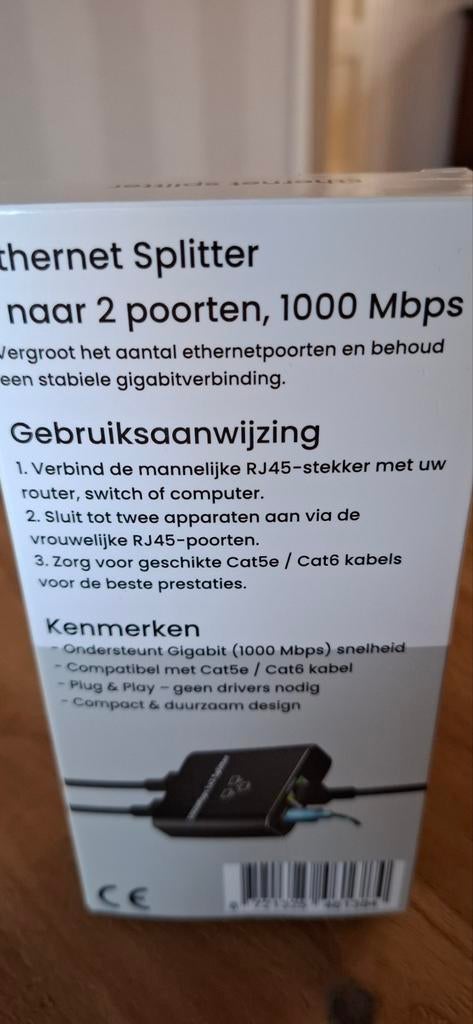 Ethernet Splitter 1 naar 2, Ophalen of Verzenden, Nieuw, Monii