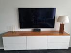 Zwevend Dressoir TV Meubel Wit met Eiken - 2 stuks, Huis en Inrichting, Kasten | Televisiemeubels, Ophalen, Gebruikt, 200 cm of meer