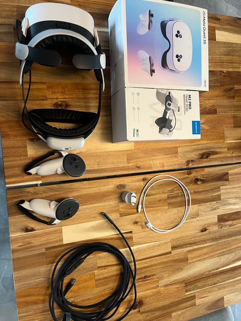 Meta Quest 3S + BOBOVR M3 Pro + PCVR Kabel, Ophalen, Zo goed als nieuw, VR-bril, Pc