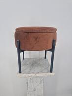 Ronde Opbergkruk / Poef | Velvet Bruin | Metaal Onderstel, Minder dan 50 cm, Modern, Fluweel, Opbergpoef, Minder dan 50 cm, Ophalen of Verzenden