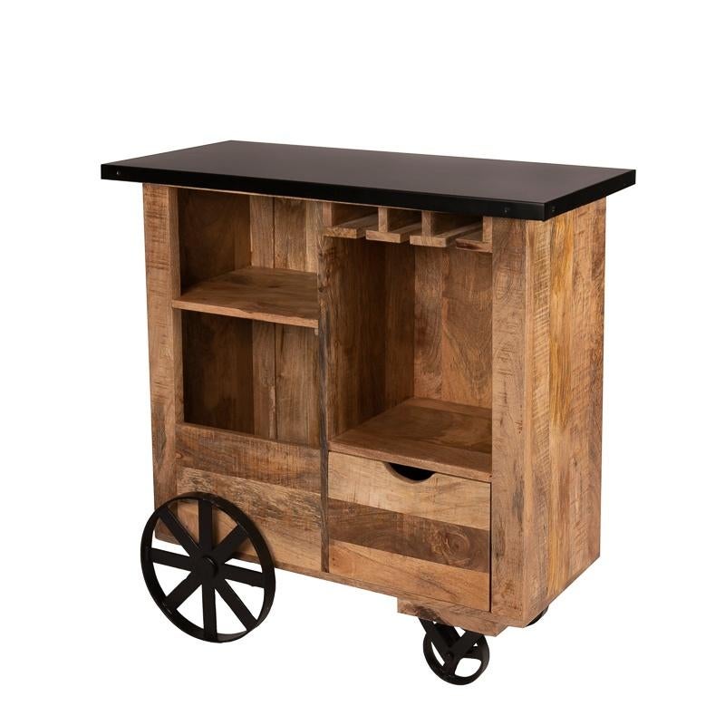 Mango Wijnkar Industrieel Wijntrolley Vintage Wijnrek India, Info@dehanzeherten.nl, De Hanze Herten BV, 5 tot 15 flessen, Nieuw