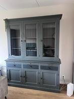 Landelijke vitrinekast/buffetkast - Grijs, Gebruikt, 200 cm of meer, 150 tot 200 cm, Met lade(s)