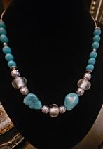 Ketting met turquoise en transparante kralen, Overige materialen, Blauw, Nieuw, Ophalen of Verzenden