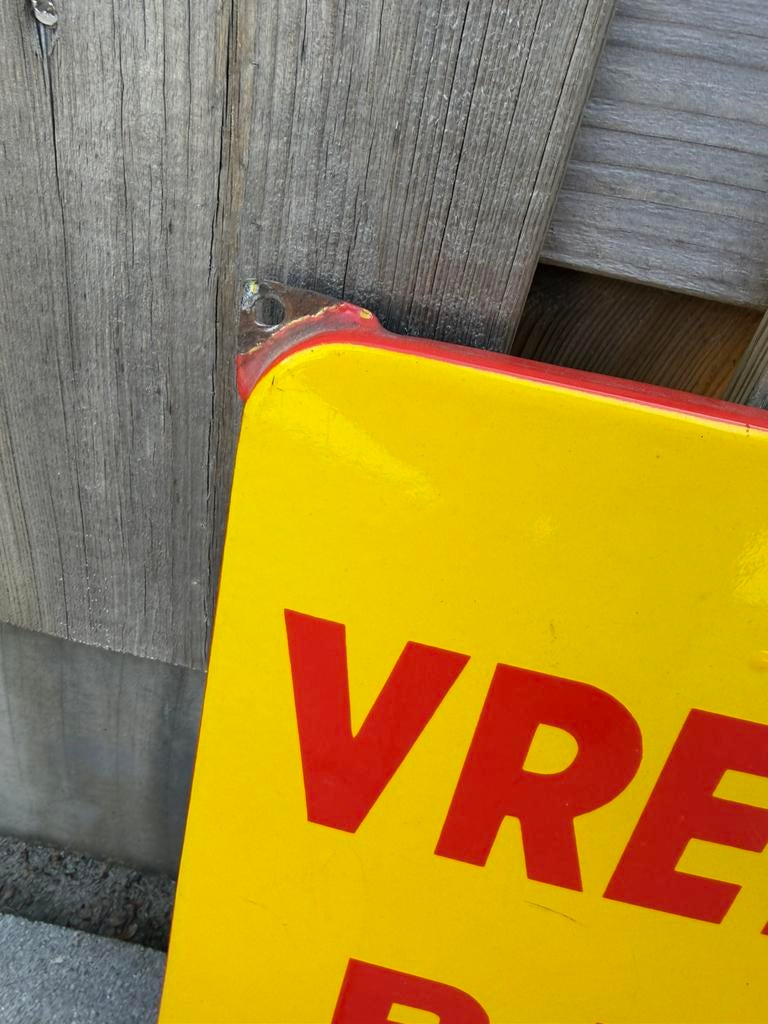 Vredestein Banden emaille reclamebord, Reclamebord, Gebruikt, I, Ophalen of Verzenden