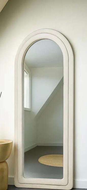 Stijlvolle Spiegel met Velvet Frame - Off-White, Ophalen, Zo goed als nieuw, Overige vormen, 150 tot 200 cm