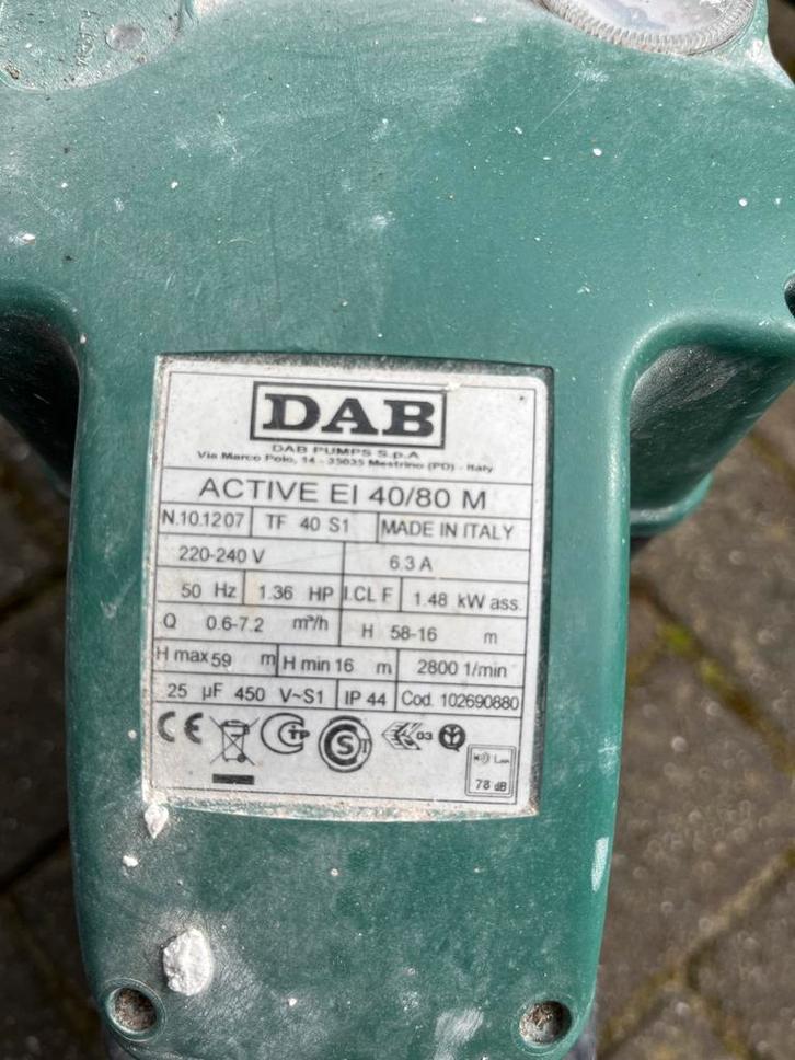 Grondwaterpomp DAB Active EI 40/80 M - Gebruikt, Tuin en Terras, Waterpompen, Gebruikt, Elektrisch, Bronpomp, Ophalen of Verzenden