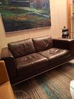 Leren 2 zitsbankje bruin B.1.40 x D 0.80, Ophalen, Gebruikt, Minder dan 150 cm, Modern/design