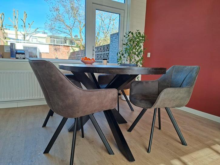 Eetkamerstoelen, set van 4, Huis en Inrichting, Stoelen, Gebruikt, Vier, Bruin, Ophalen