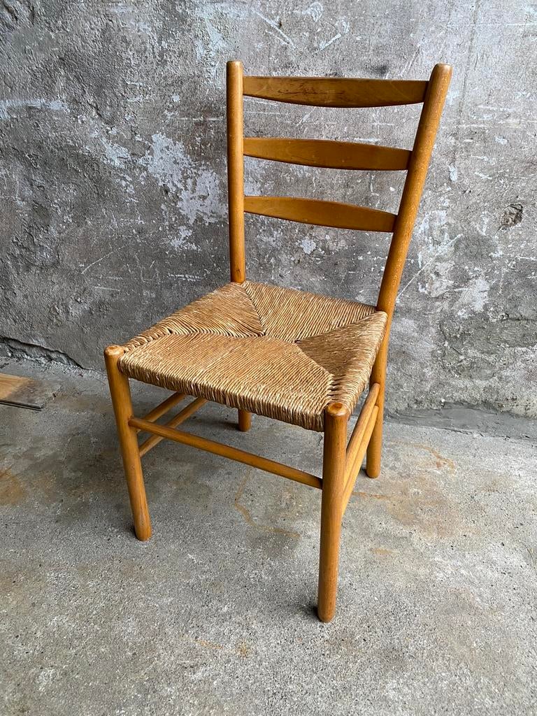 Hein Salomonson houten stoel met rieten zitting , 70s