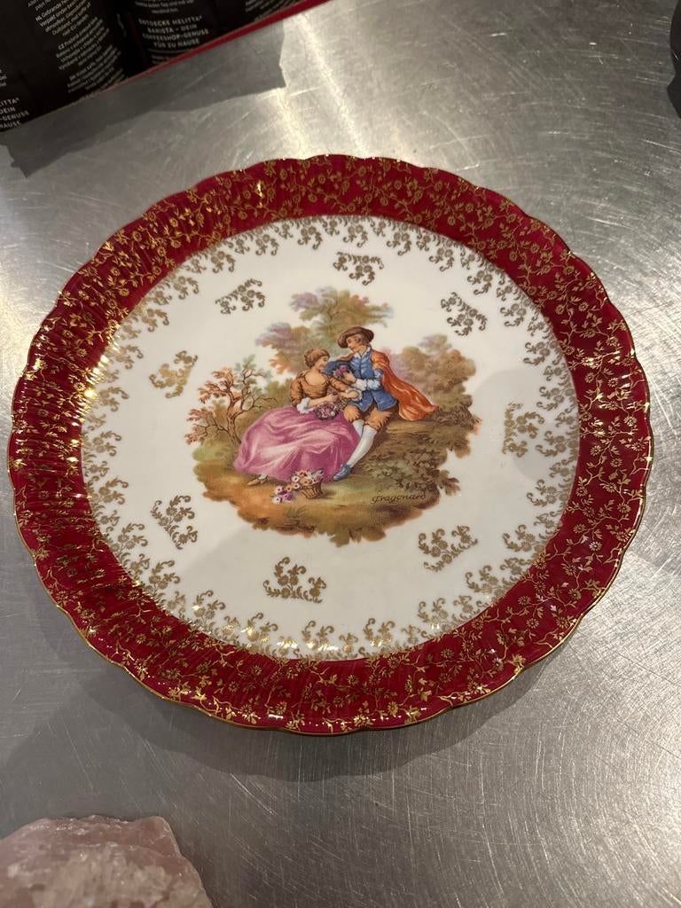 Antiek decoratief bord - Bavaria Germany 24 Karaat Goud, Antiek en Kunst, Ophalen of Verzenden