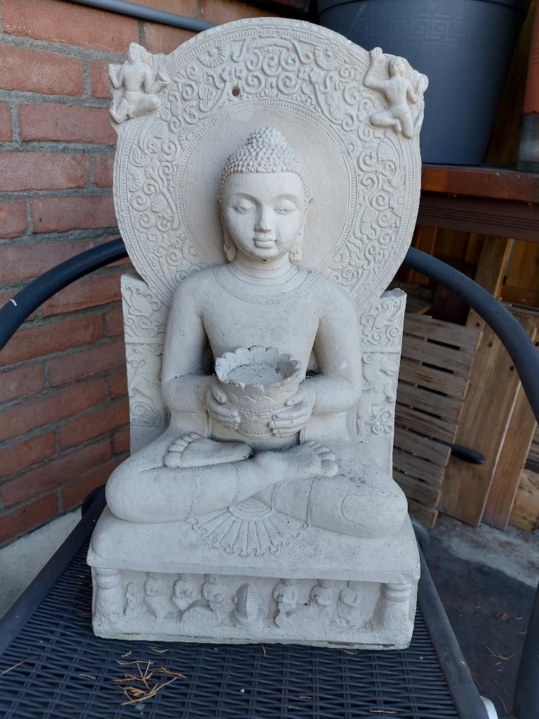 tuinbeeld boeda en water ornamend, Ophalen, Gebruikt, Steen