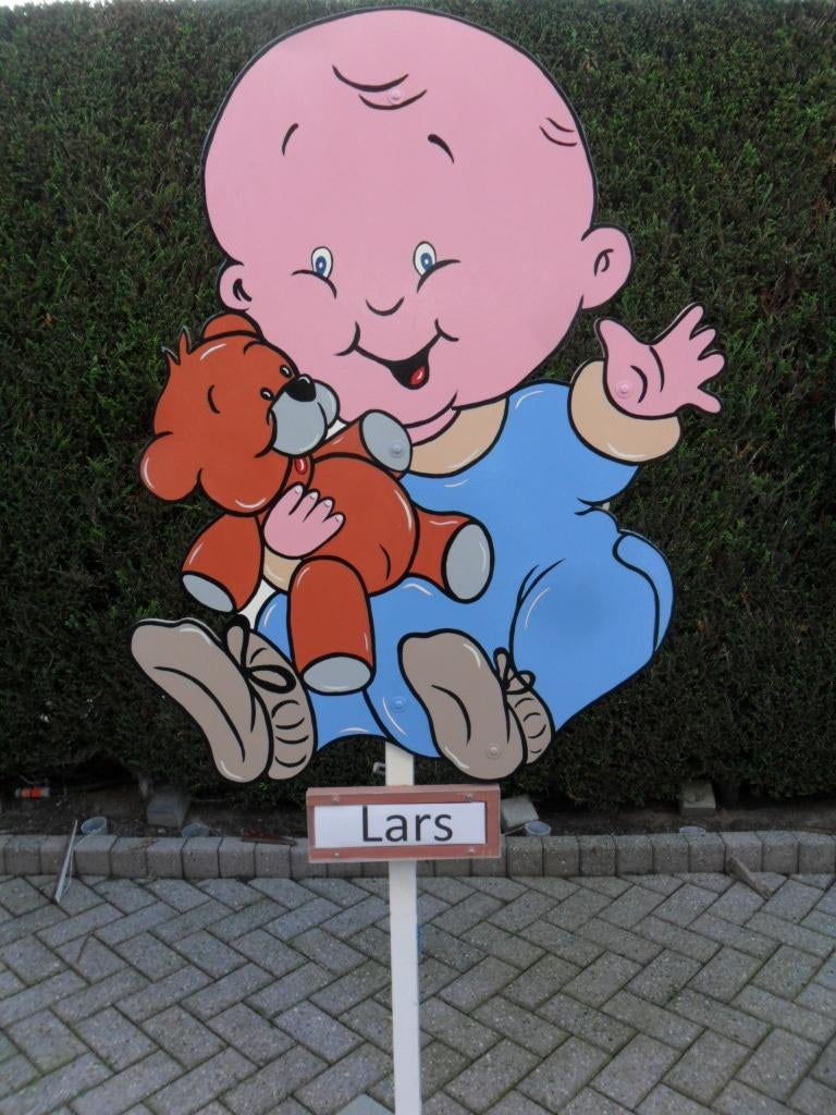 Geboorteborden o.a. geboortebord baby in blauw pakje, Ophalen, Nieuw, Geboortebord