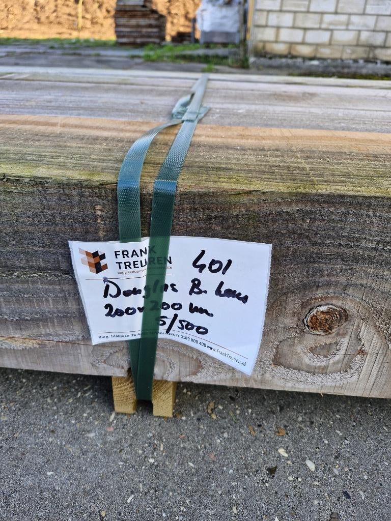 pak 401 B-keus Douglas ruw 200x200mm palen staanders ligger, Ophalen, Nieuw, 250 cm of meer, Balken